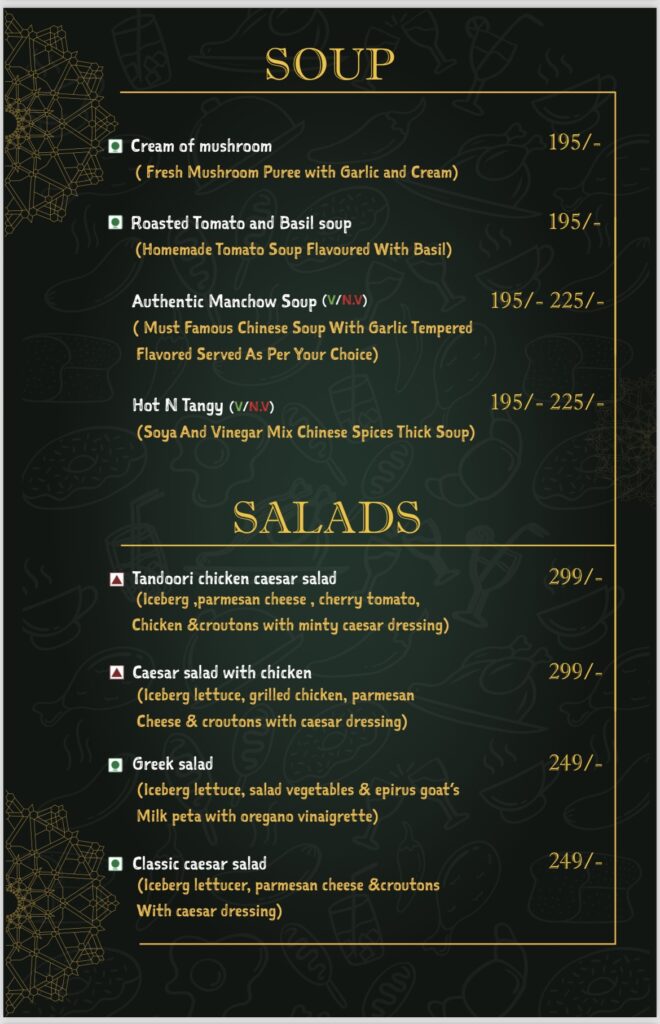 The soho garden menu